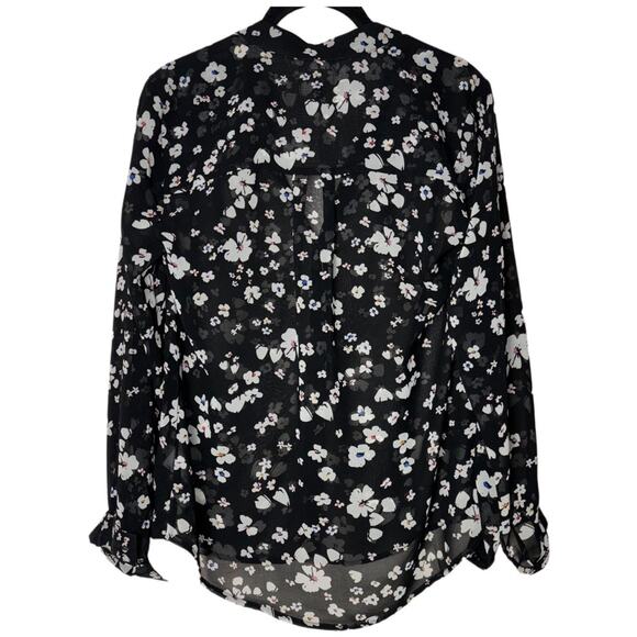 Cabi Delight Blouse Sheer Long sleeve Button Up Women's Small #6079 Black/White - Picture 3 of 16